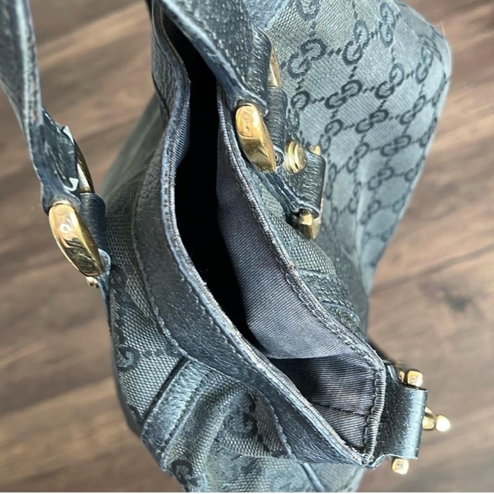 Gucci Black Monogram Hobo Bag with Gold Hardware - Picture 13 of 16
